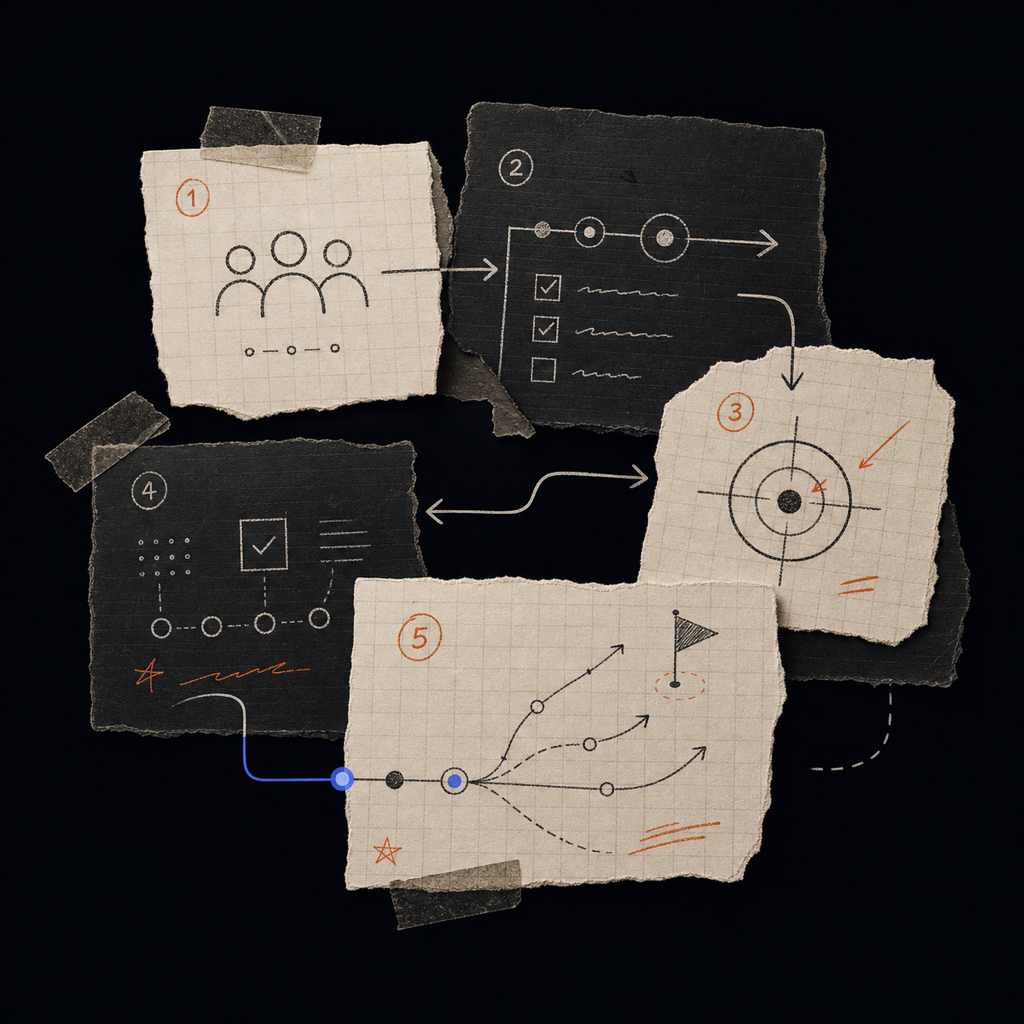 Editorial delivery roadmap moving from team alignment through focus and execution